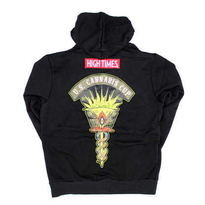 Cannabis Cup Harvest Cut & Sew Embr. Zip Up Hooded Fleece Zippered Hooded Sweatshirt