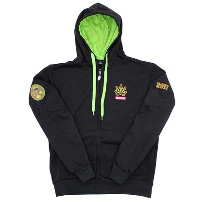 Cannabis Cup Harvest Cut & Sew Embr. Zip Up Hooded Fleece Zippered Hooded Sweatshirt