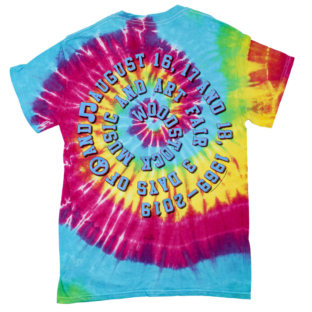 Woodstock Blue, Pink & Yellow Tie Dye T-shirt 443393 | Rockabilia Merch ...