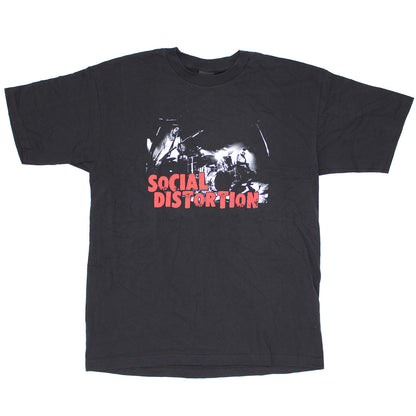 Social Distortion Black & White Live Band Photo Over Logo T-shirt