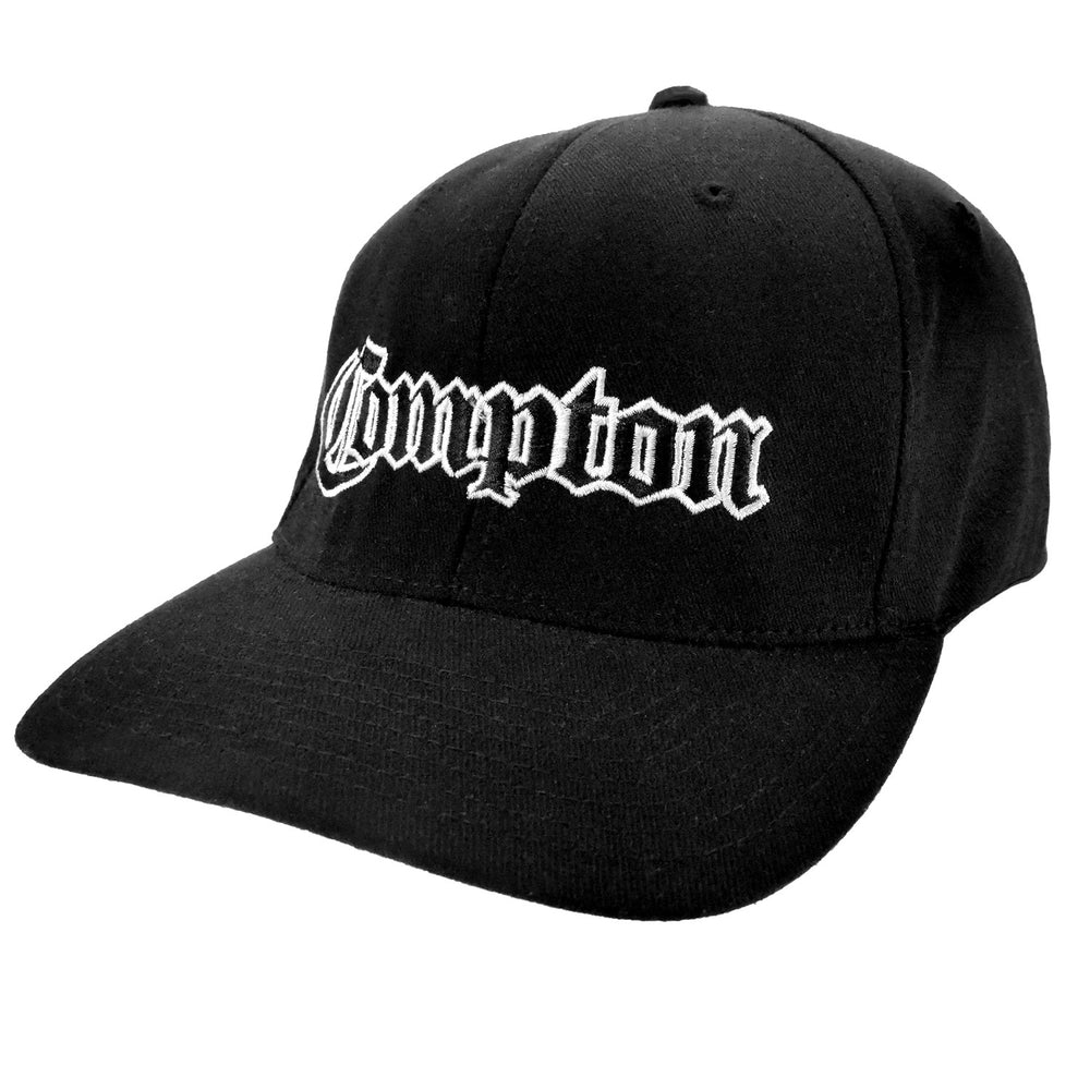 Compton Flat Bill mens Snapback Black Adjustable Baseball Cap