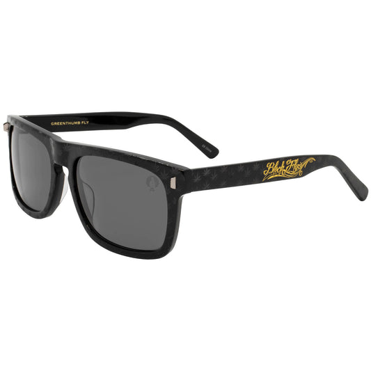 Dr. Greenthumb Flyamivice Collaboration Shiny Black w/ Smoke Lens Sunglasses