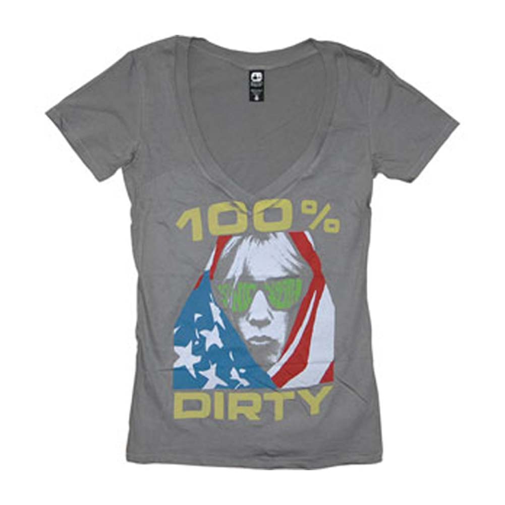 Sonic Youth Girl's 100% Dirty V-neck Junior Top