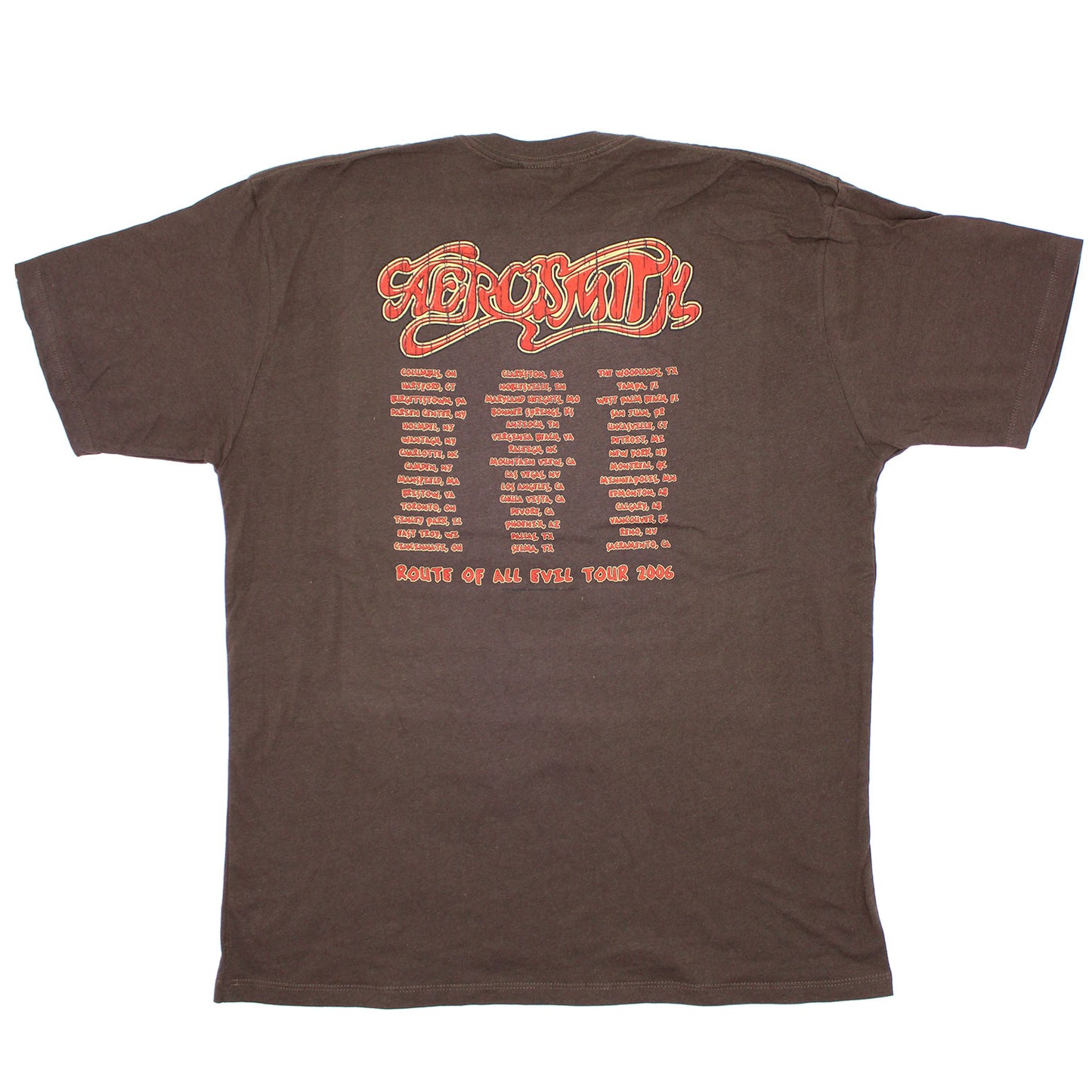 Aerosmith Route Of All Evil Highway Sign Logo With Old Guitar/Tour 2006 USA & Canada T-shirt