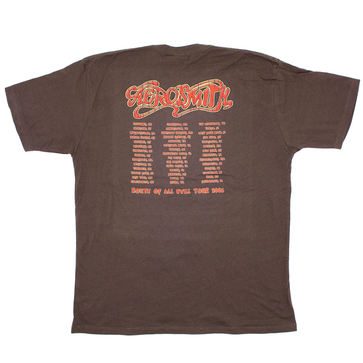 Aerosmith Route Of All Evil Highway Sign Logo With Old Guitar/Tour 2006 USA & Canada T-shirt