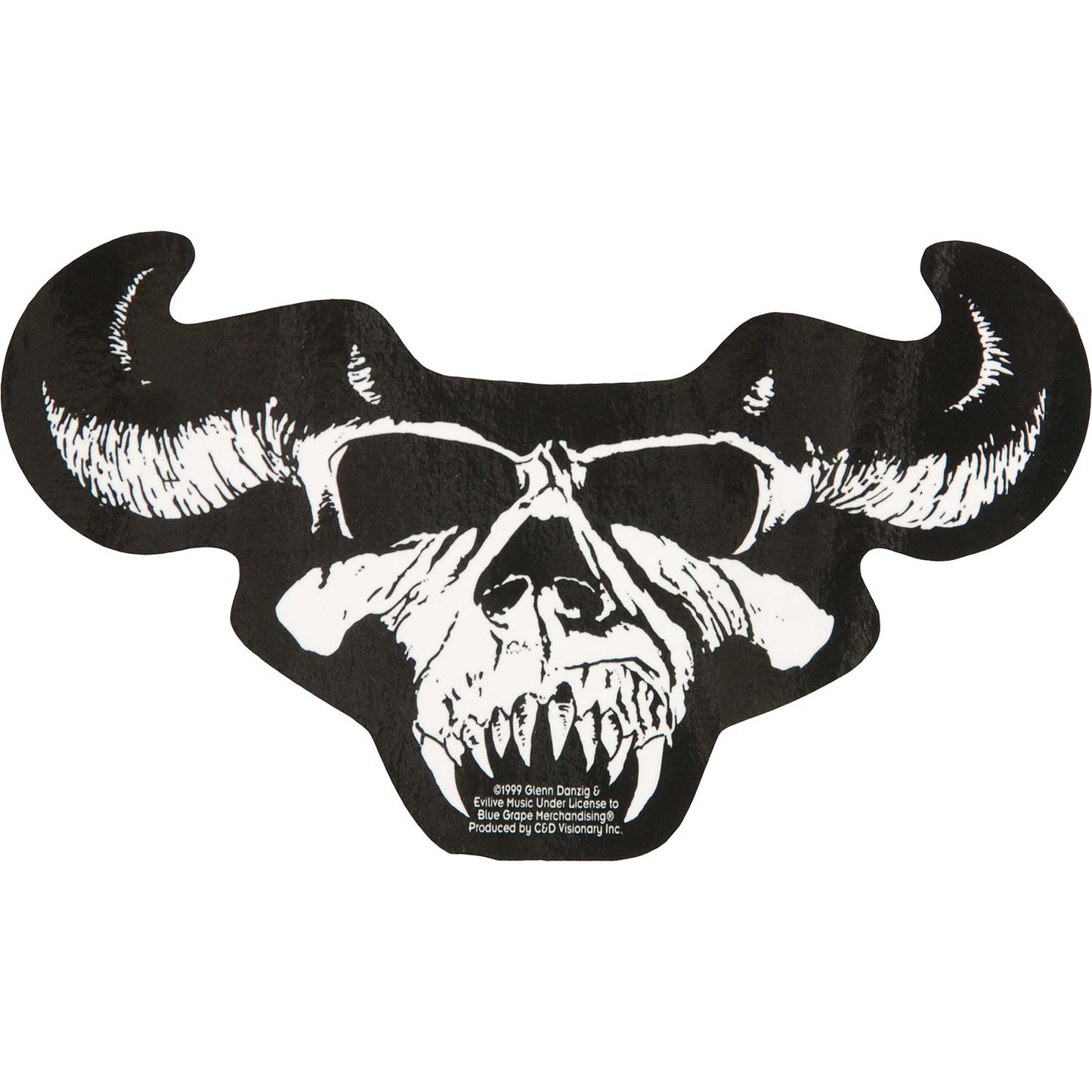 White Classic Skull On Black Background Sticker