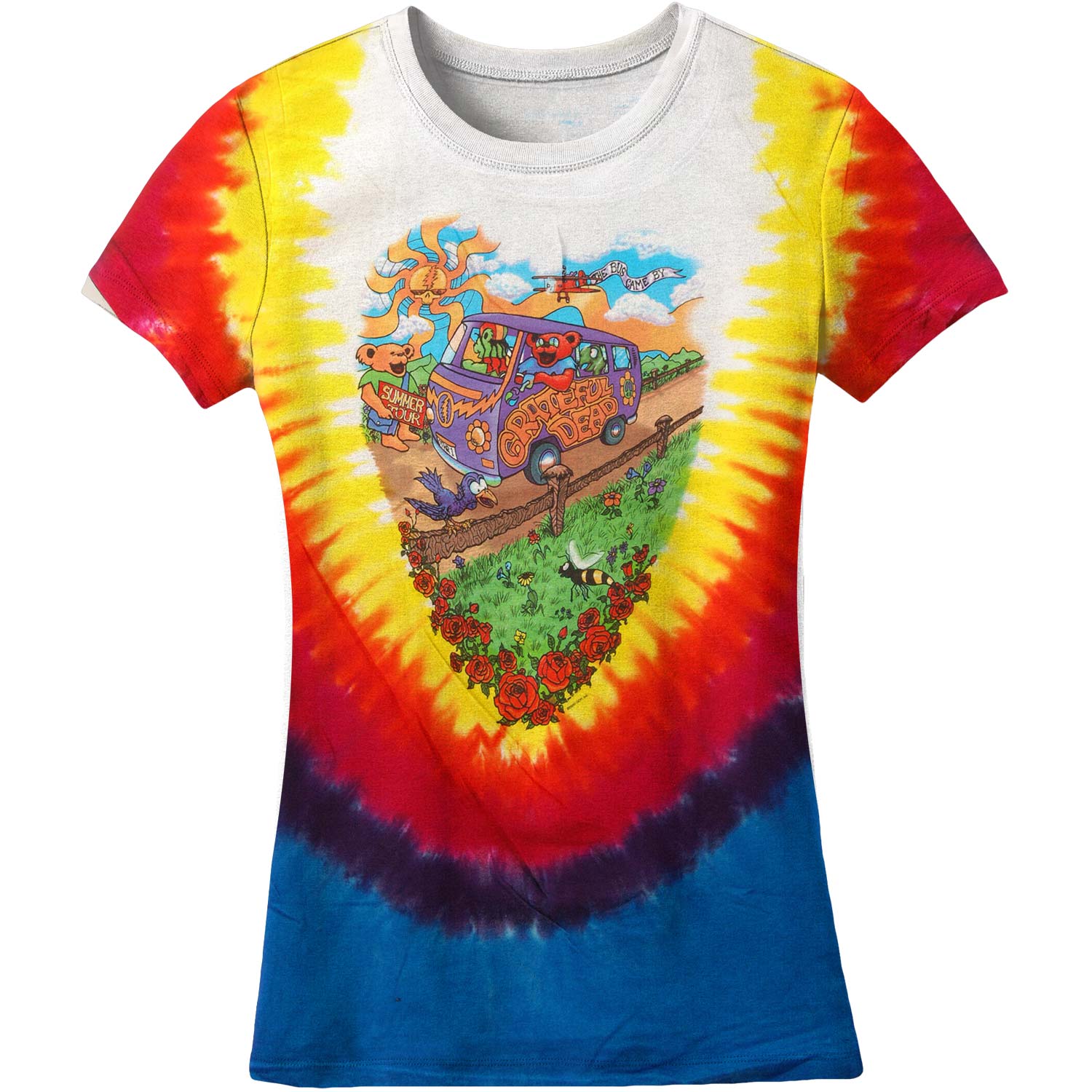 Summer Tour Bus Tie-Dye Juniors Long Length Junior Top
