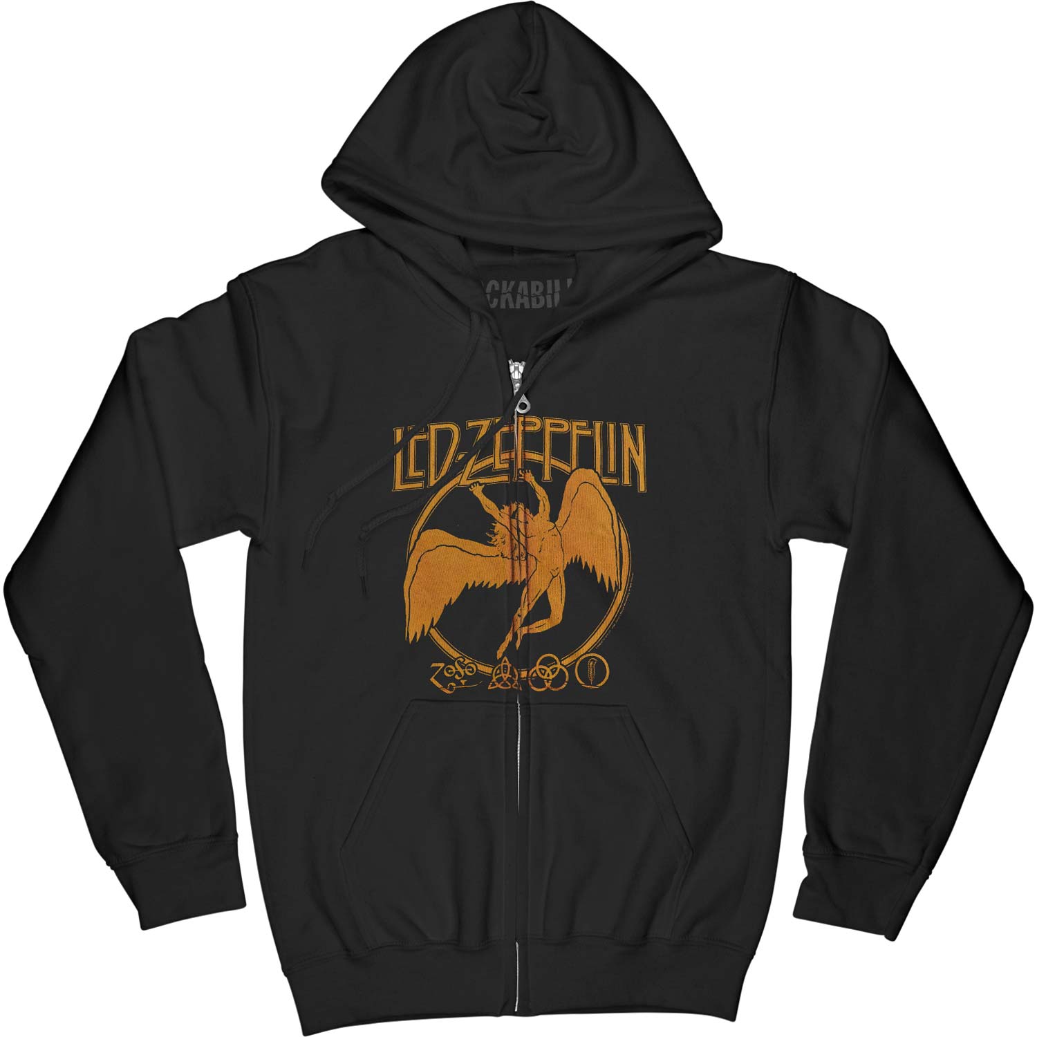 Swan And Symbols Zippered Hooded Sweatshirt