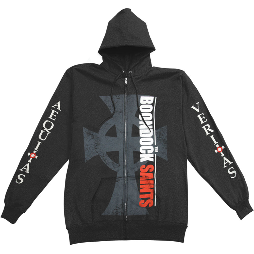 Big Cross Zippered Hooded Sweatshirt