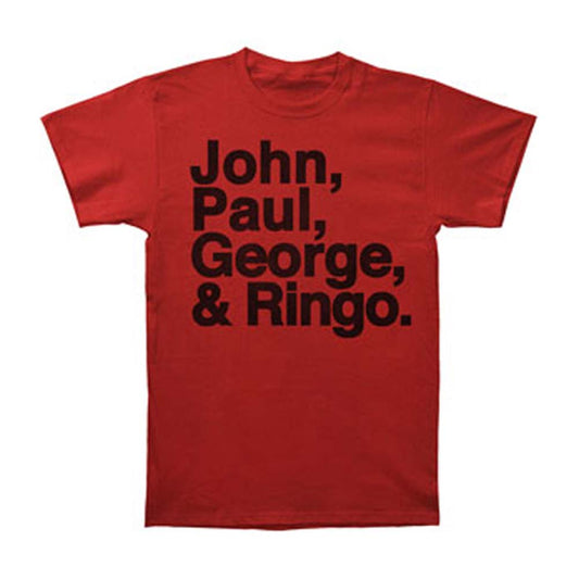 Beatles JPG&R John, Paul, George & Ringo On Red Shirt T-shirt