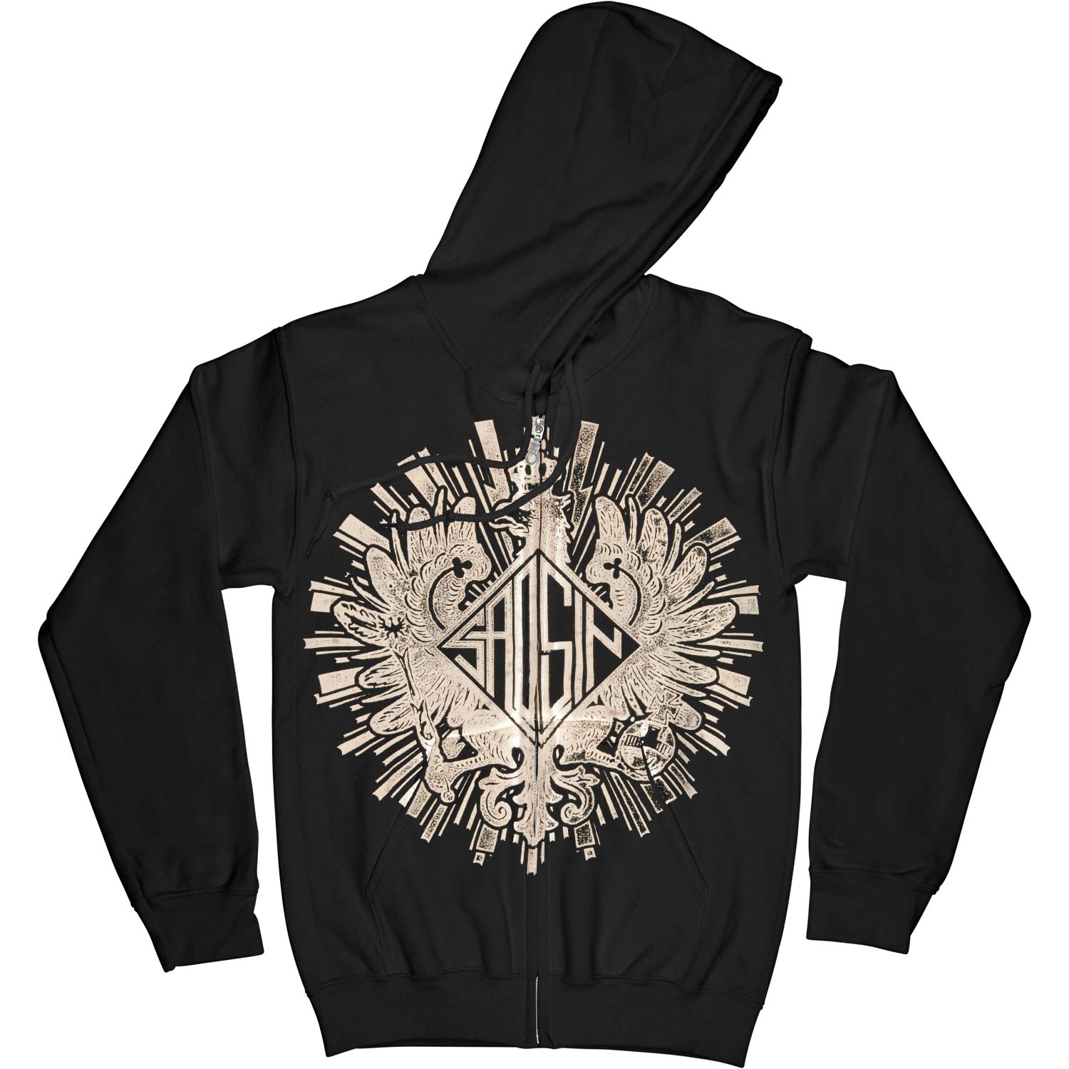 Saosin Eagle Zip Hoodie Zippered Hooded Sweatshirt