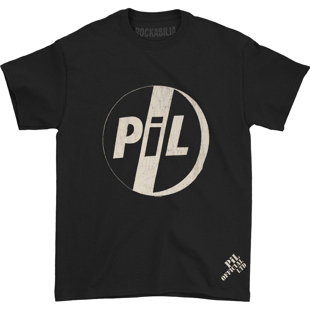 Distressed White Logo On Black Tee T-shirt