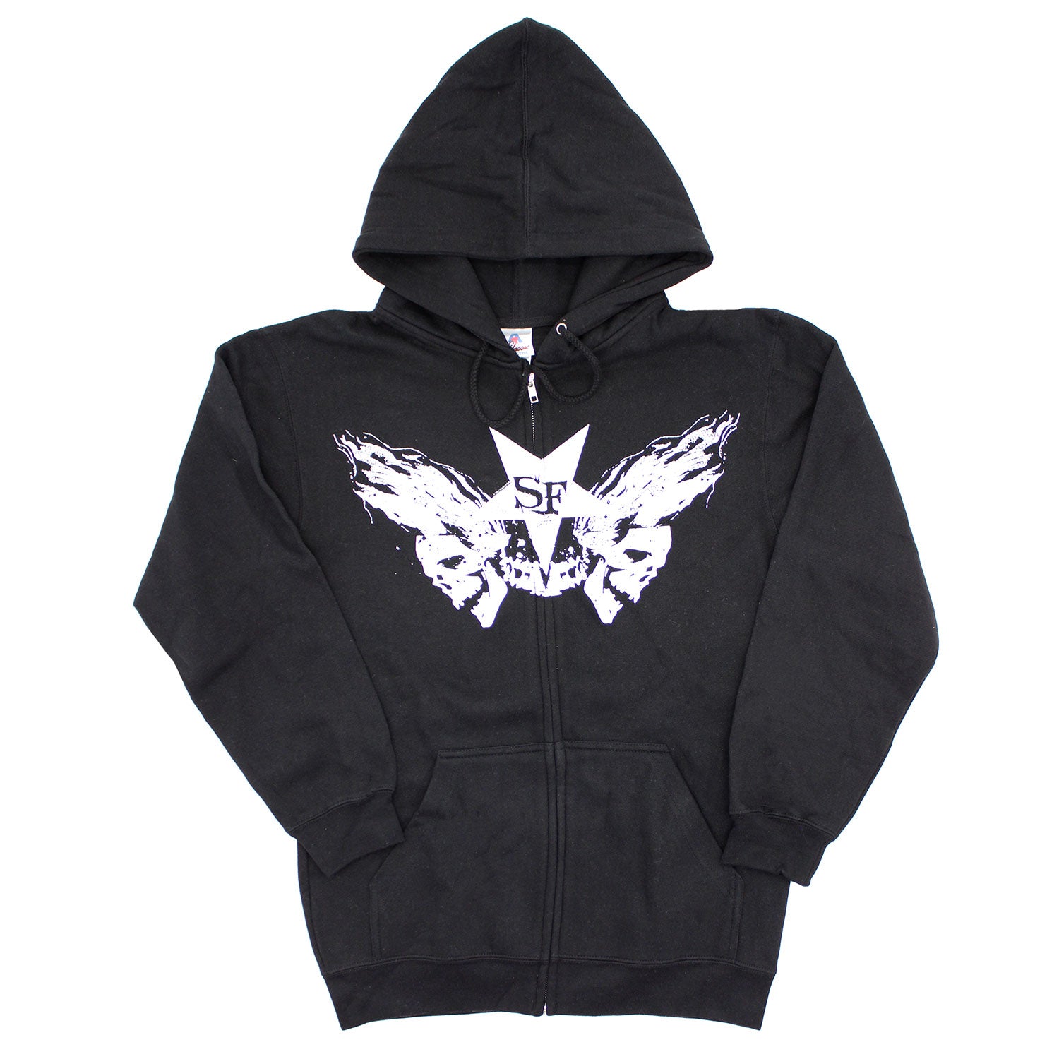 Dual Skulls Zippered Hooded Sweatshirt