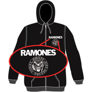 Ramones White Logo Seal Zippered Hooded Sweatshirt