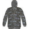 Back In Black All Over Print Zippered Hooded Sweatshirt